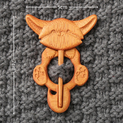 🎁(1 juego de 3)Broche de madera con forma de animal para regalar