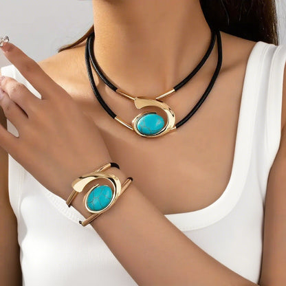 ✨🔥【Kup jeden, a drugi dostaniesz gratis】Zestaw naszyjnika i bransoletki w stylu boho z kamieniami szlachetnymi