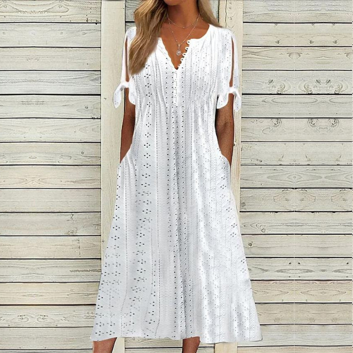 👗【Vásárolj egyet, kapsz egyet ingyen】【Méretek - 5XL】【Szezonvégi kiárusítás】Egyszerű, karcsúsított, lélegző ruha - Sokoldalú és stílusos