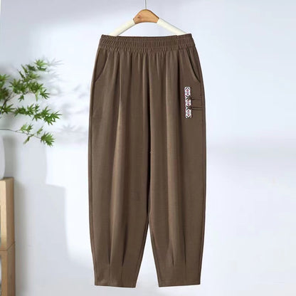 🔥【Kupte 1, dostanete 1 zdarma】🔥【M-4XL】👖Letní tenké prodyšné bavlněné lněné kalhoty, módní ležérní devítibodové kalhoty