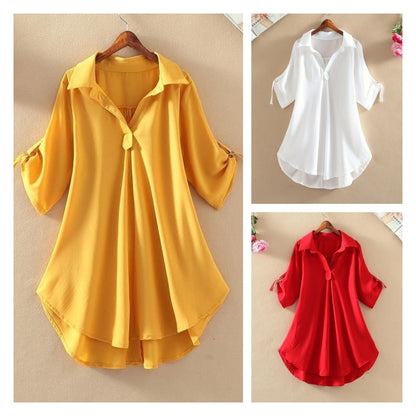 💗【S-3XL】2024 Luźna koszula damska Plus Size w jednolitym kolorze