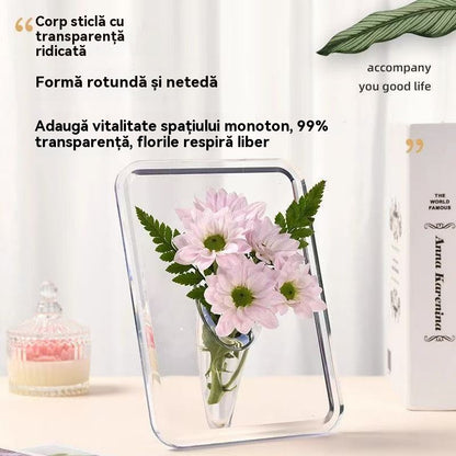 【1 set de 4 piese】💐Vază cu ramă foto de birou de înaltă calitate