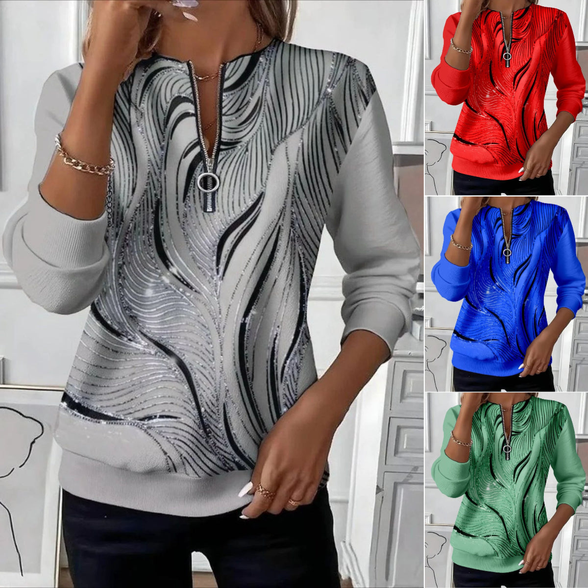🔥【¡Más vendido!】(S-5XL)Top informal con cremallera para mujer (S-5XL)