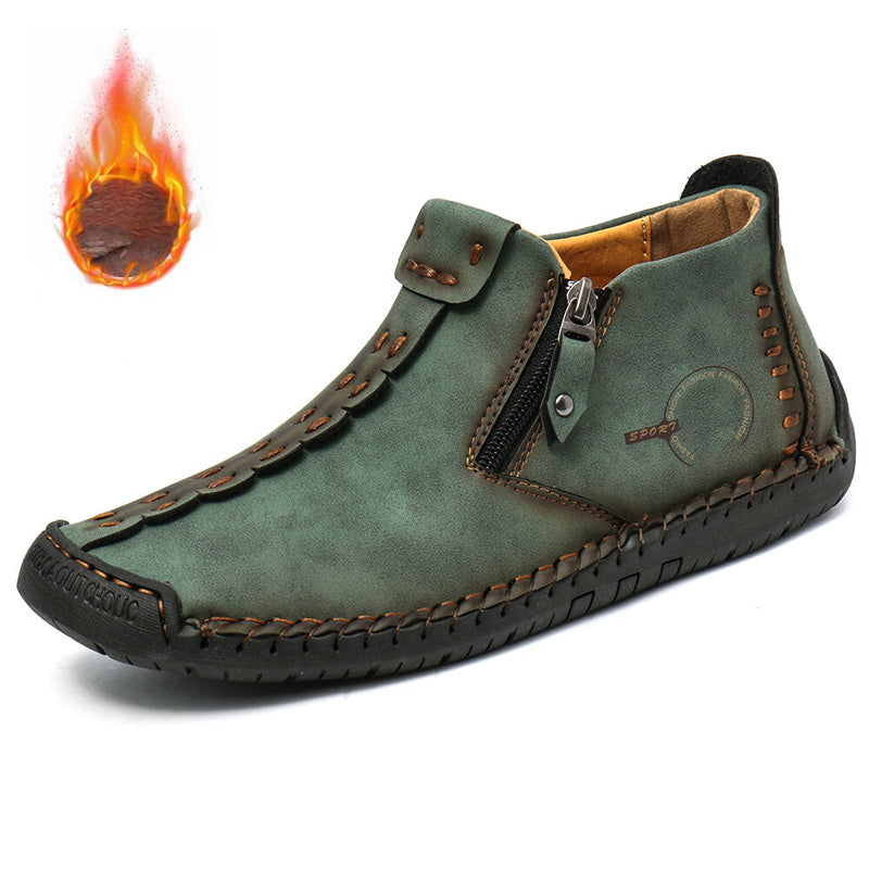 🥾【38-48】Botas Martens para hombre hechas totalmente a mano con cuero genuino, con forro de felpa y cremallera – cálidas, cómodas y elegantes, ideales para el invierno.