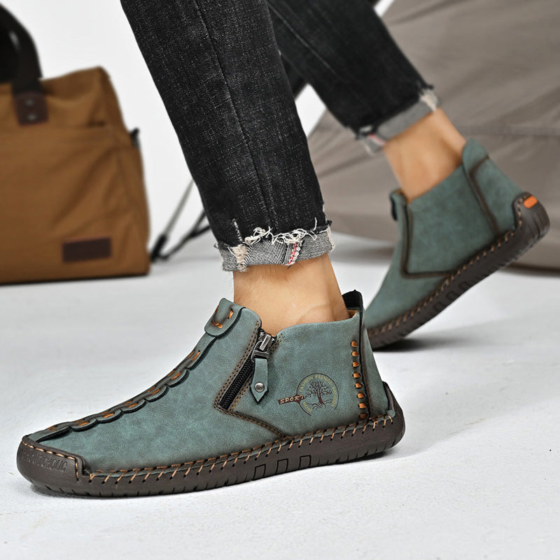 🥾【38-48】Botas Martens para hombre hechas totalmente a mano con cuero genuino, con forro de felpa y cremallera – cálidas, cómodas y elegantes, ideales para el invierno.