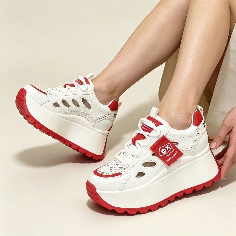 👟【35-40】 Nyári alkalmi cipők – Légáteresztő, perforált kialakítás vastag talppal; stílusos és modern, lélegző és kényelmes.