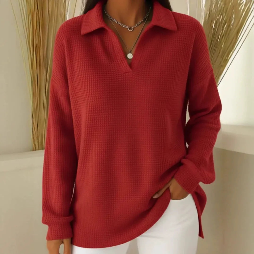 🥼【S-5XL】Nuevo y elegante suéter holgado, cálido, de color liso, con cuello y mangas largas.