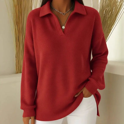 🥼【S-5XL】Nuevo y elegante suéter holgado, cálido, de color liso, con cuello y mangas largas.