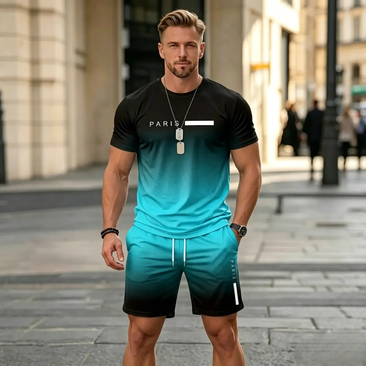 ✨Platba při dodání【S-6XL】Pánská letní sportovní souprava - pohodlné tričko s krátkým rukávem a kraťasy pro každodenní nošení i doma