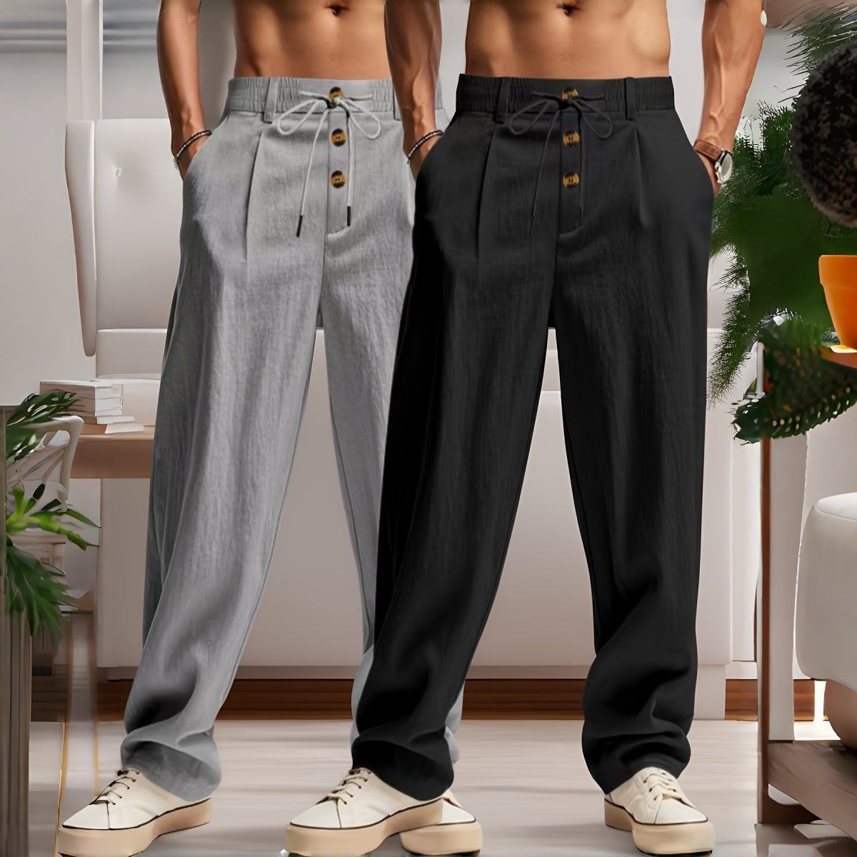 👖👖【S-3XL】¡Oferta por tiempo limitado! Pantalones caseros de hombre de alta calidad. Corte entallado y recto, transpirables y cómodos.