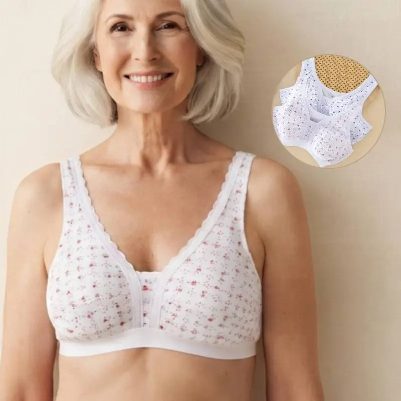 Płatność przy odbiorze ✅【Zestaw 4 sztuk】Biustonosze z czystej bawełny dla matek w średnim wieku (plus size) – wygodne i przewiewne