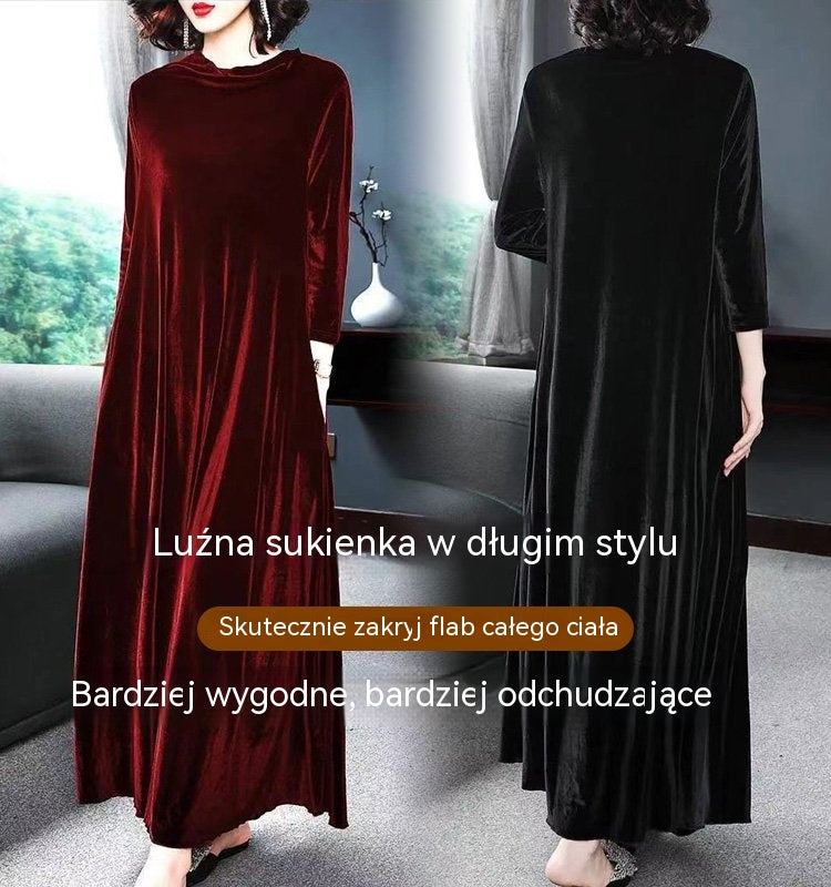 【M-4XL】Elegancka złota aksamitna sukienka, która emanuje elegancją od środka!