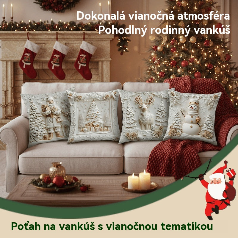 🎅Vianočný výpredaj 49% ZĽAVA🎄Obliečka na vankúš s vianočnou tematikou 【4-dielna sada】