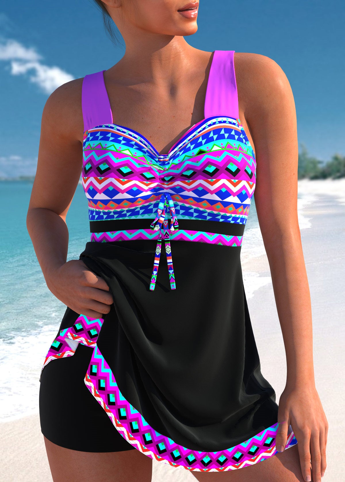 🏖️【Sleva 50 %😍】【S-4XL】Nové dámské plus size zeštíhlující plavky s potiskem 2026, rychleschnoucí a prodyšné