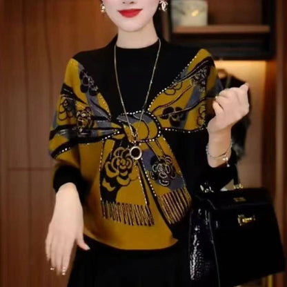 🔥【M~5XL】✨Nový jesenný/zimný obojstranný nemecký flísový teplý voľný módny potlačený dámsky sveter