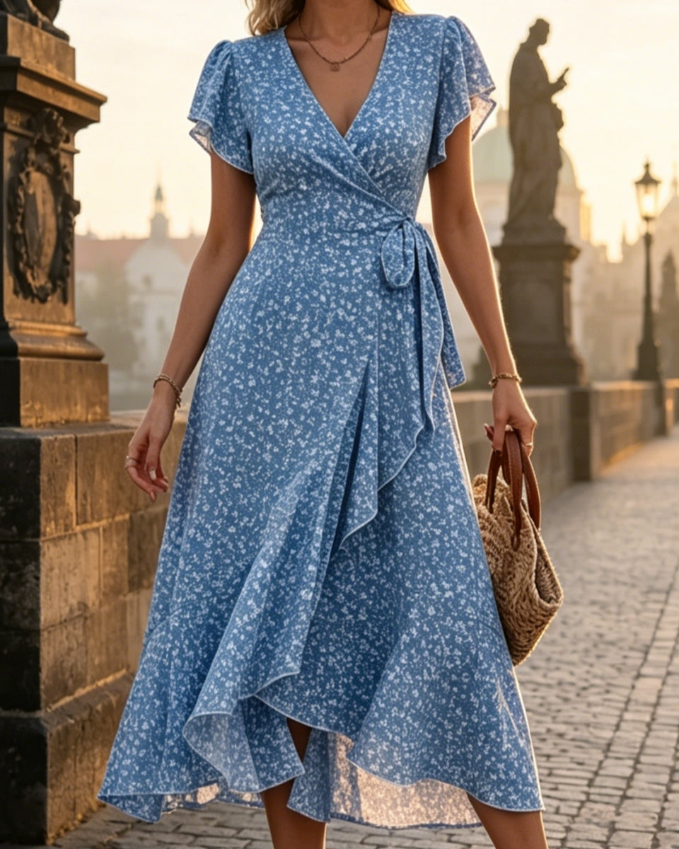 🔥 Ostatni dzień wyprzedaży – 50% zniżki! 【S-2XL】Letnia sukienka w kwiaty z dekoltem w serek – wysmuklający krój, przewiewna i wygodna, pasuje na wiele okazji.