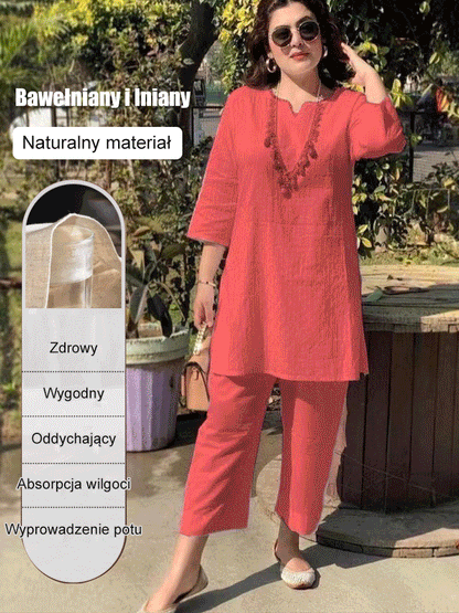 【40-100 KG】2024 Nowe garnitury letnie o temperamencie/dojazdy do pracy z bawełny lnianej
