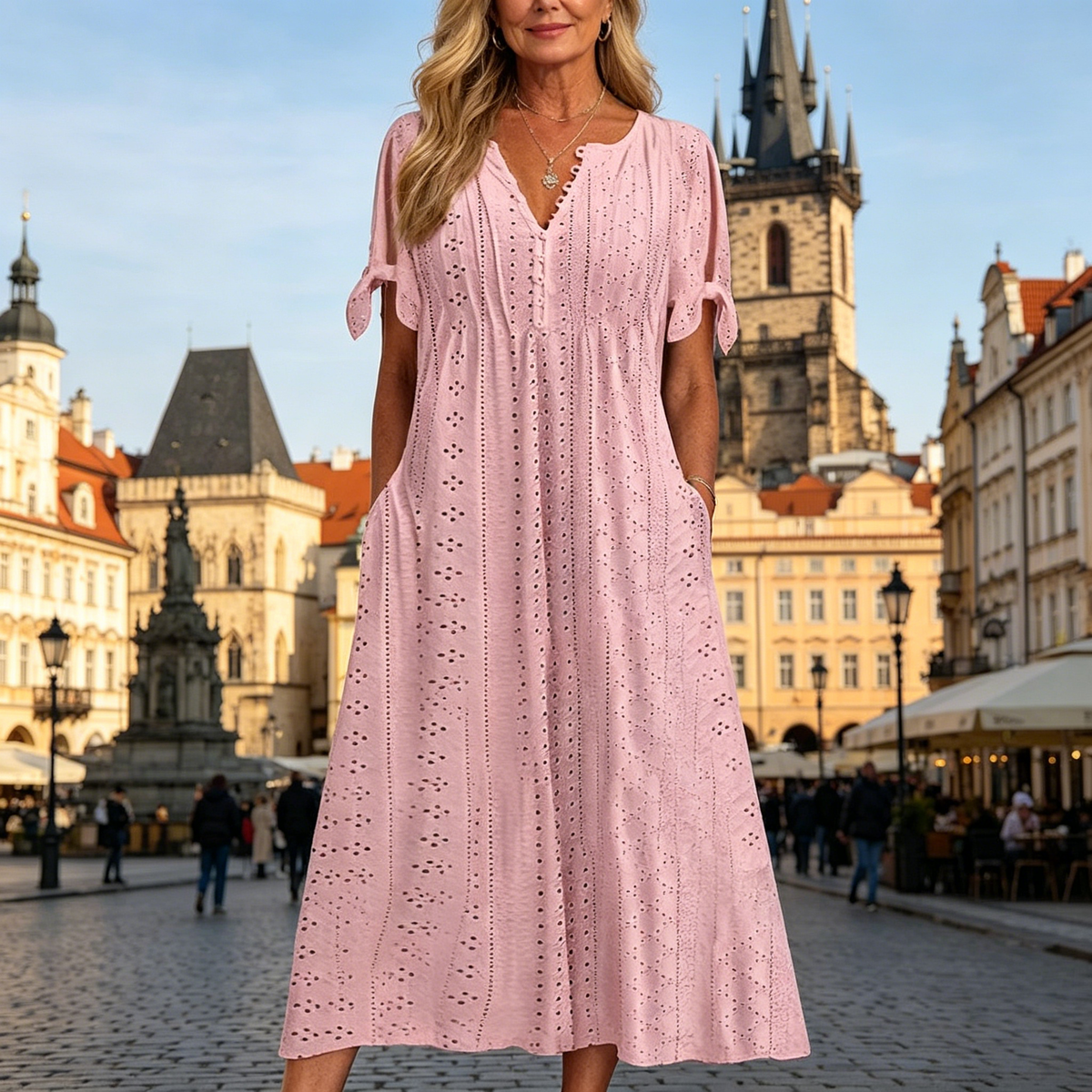 【S-5XL】Miękka bawełniana sukienka w jednolitym kolorze – wygodna i uniwersaln