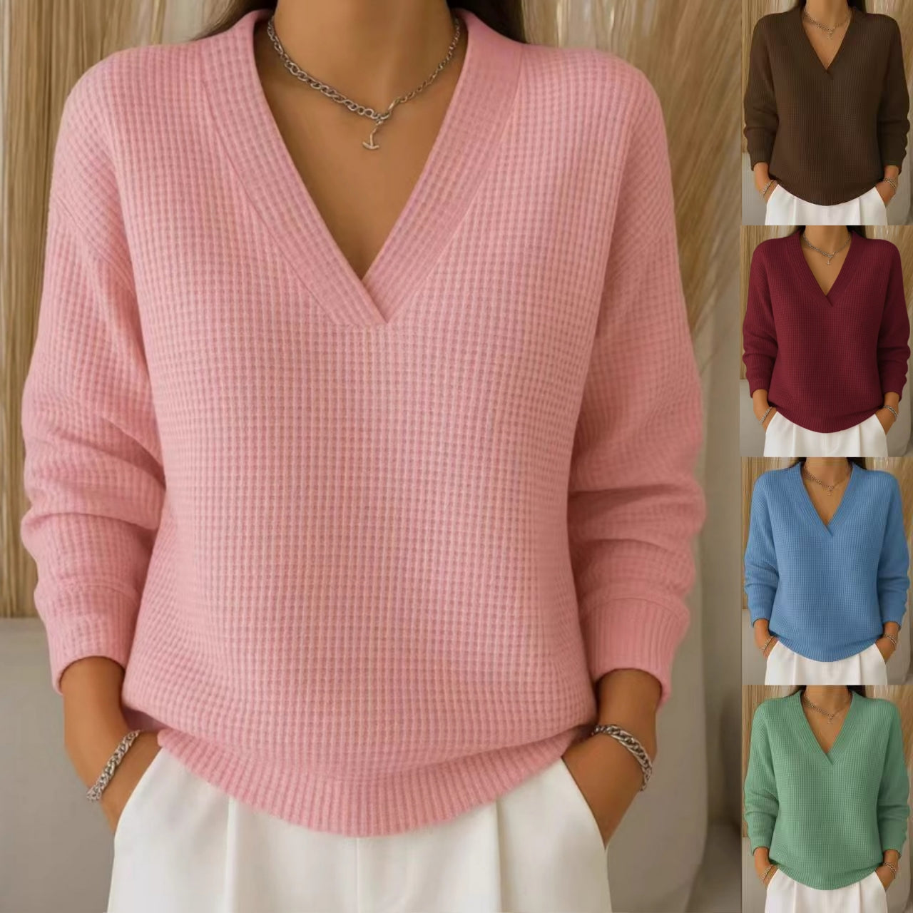 🔥【S-3XL】Elegantna i udobna ženska bluza s V-izrezom