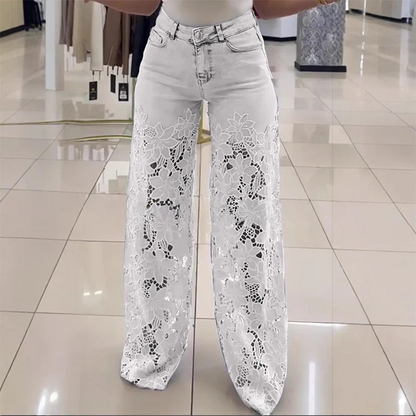 💥 LICHIDARE DE STOC 💥👖Blugi moderni din denim cu petice de dantelă
