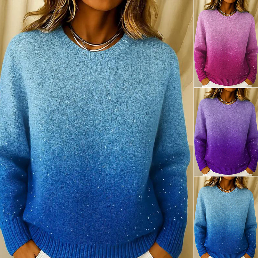 🔥【XS-5XL】Suéter de punto de cuello redondo con estampado de cielo estrellado degradado