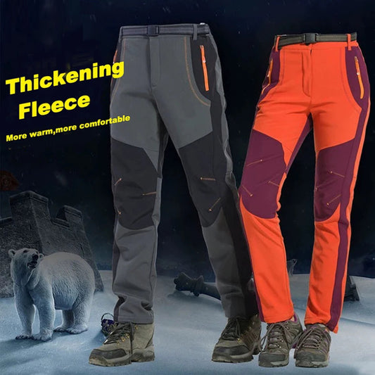 【S-5XL】Pantaloni moale pentru bărbați, impermeabili și rezistenți la vânt, respirabili, pentru drumeții Pantaloni caldi, groși, pentru sport în aer liber, din lână