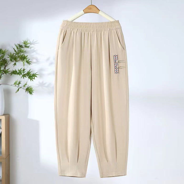 🔥【Kupte 1, dostanete 1 zdarma】🔥【M-4XL】👖Letní tenké prodyšné bavlněné lněné kalhoty, módní ležérní devítibodové kalhoty