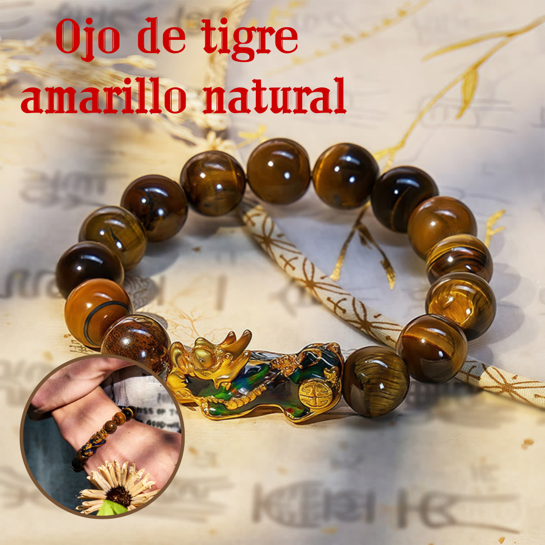 🐅¡Compra uno y llévate otro gratis! 💰Ojo de tigre amarillo natural: el rey de los animales auspiciosos, te trae riqueza y buena fortuna.