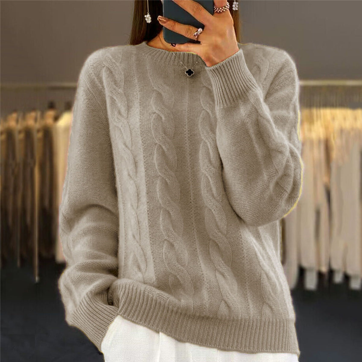 🔥⛄【S-XL】Nowy sweter z wełny na jesień i zimę 2025, jednolity kolor, wysokiej jakości