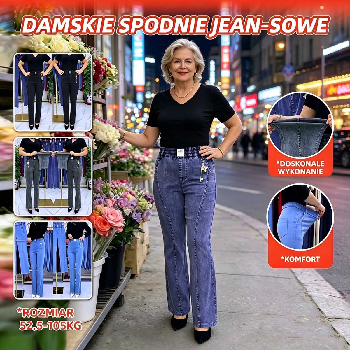 👖【M-4XL】Damskie jeansy z wysokim stanem, elastyczne