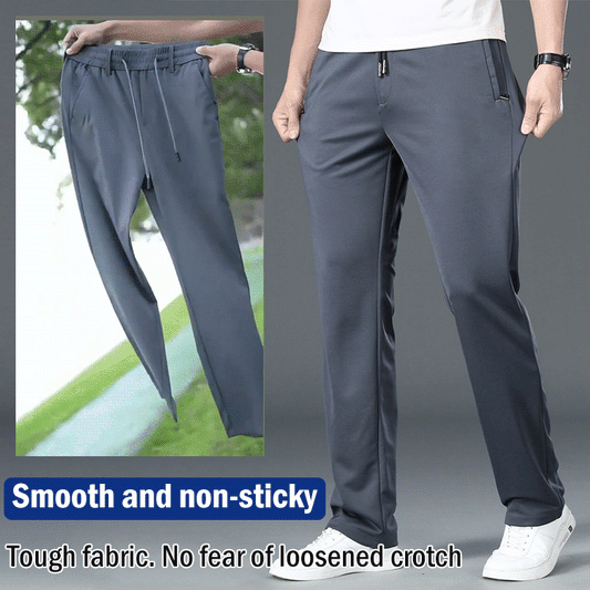 👖【L–8XL】🔥 Męskie letnie spodnie biznesowe z jedwabiu lodowego – elastyczny pas, odpowiednie dla osób o wadze 45–135 kg – cena specjalna