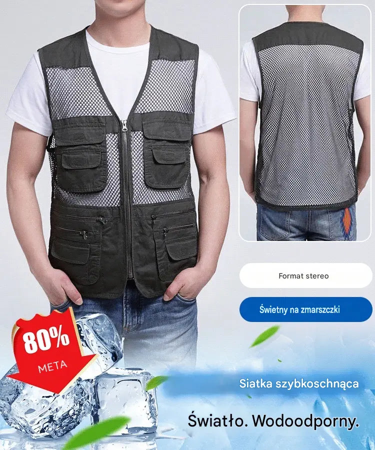 Prosta, funkcjonalna kamizelka z wieloma kieszeniami🔥【XL-4XL】