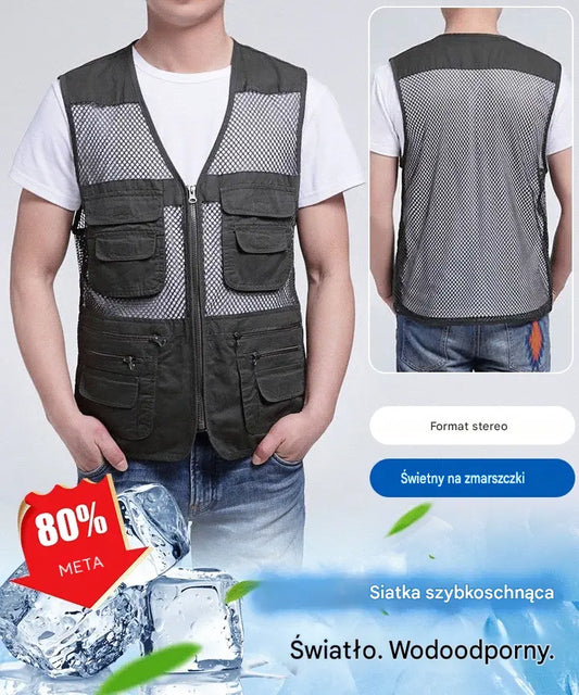Prosta, funkcjonalna kamizelka z wieloma kieszeniami🔥【XL-4XL】