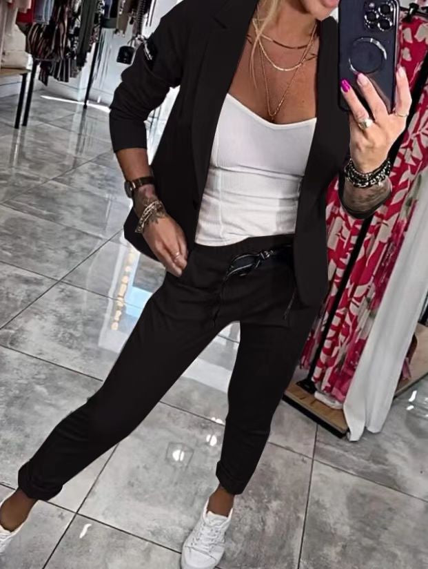 💥Wyprzedaż -49%✨【S-3XL】Kurtka i spodnie damskie casualowe (komplet 2 części)