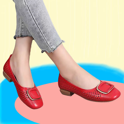 🔥【35-40】 2024 nowe letnie buty z prawdziwej skóry buty z gołą skórą płytkie usta damskie buty z miękkim dnem