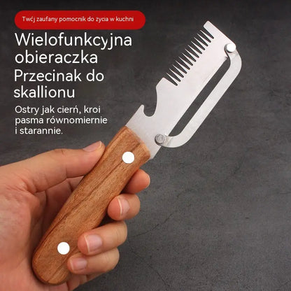 ✅Kup 1, a 1 dostaniesz gratis (2 produkty) 🧅🔪 Wielofunkcyjny obierak kuchenny 3 w 1: obiera, kroi i otwiera butelki! 🔥