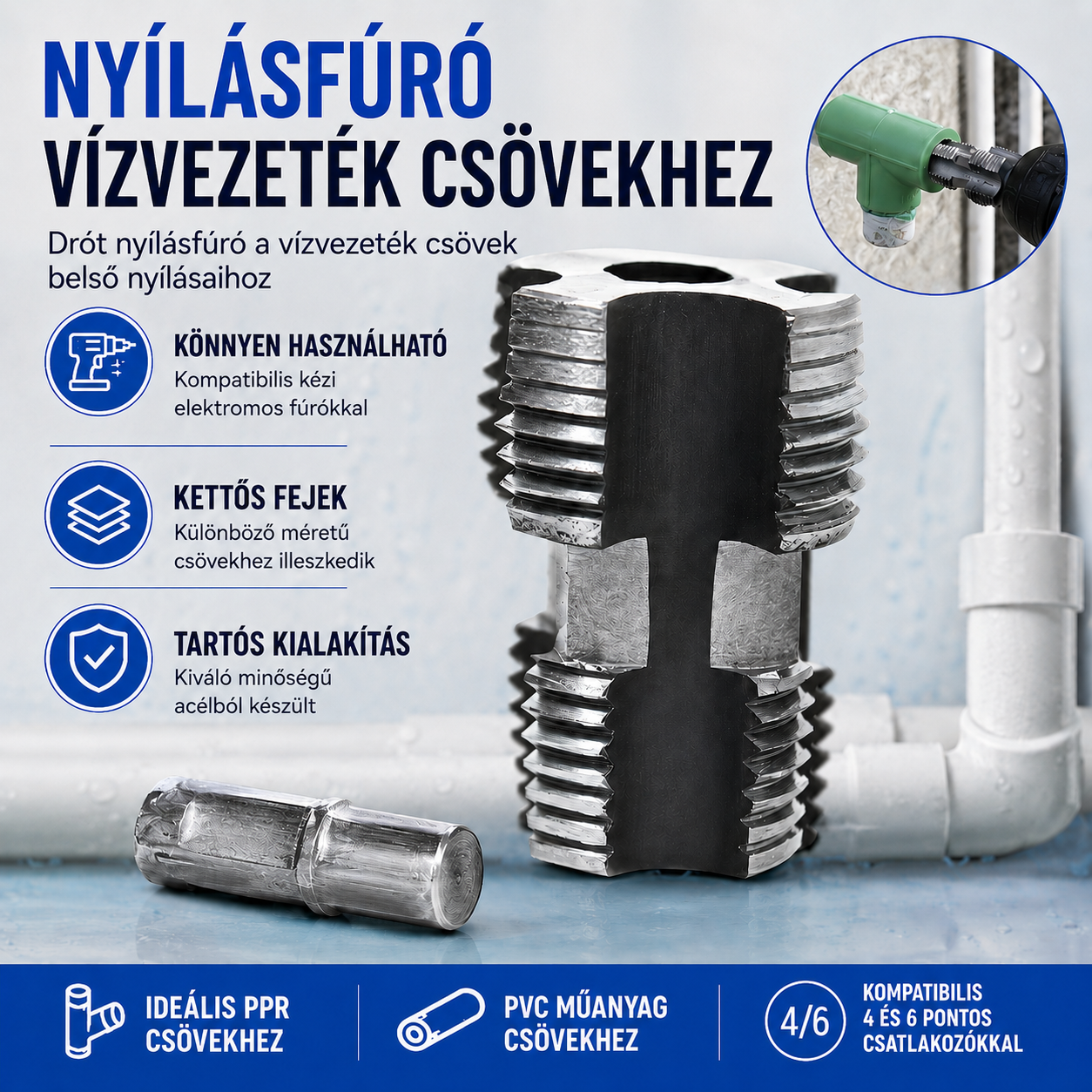 🛠️【Cső belső furat menetvágó + külső furat menetvágó】⚙️🔩 Csőmenetvágó tartozékok