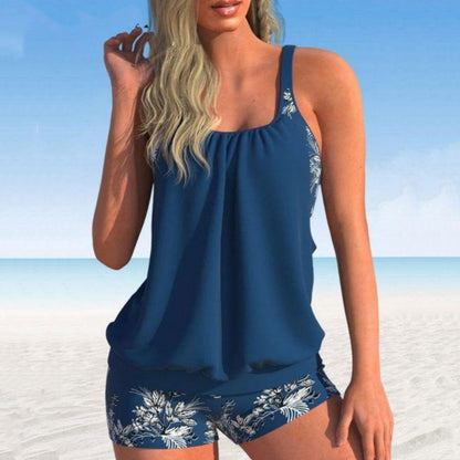 🌴🌈【50% zniżki na lato 🔥】【S-5XL】🌊👙 Duży rozmiar damski szybkoschnący dwuczęściowy drukowany kostium kąpielowy + bokserki