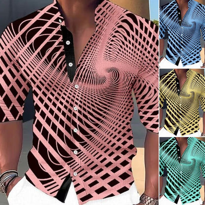 👔【S-6XL】 3D geometrikus mintás férfi ing