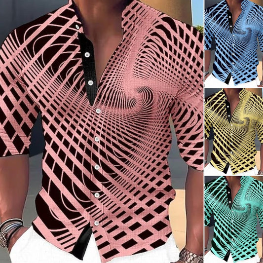 👔【S-6XL】 3D geometrikus mintás férfi ing
