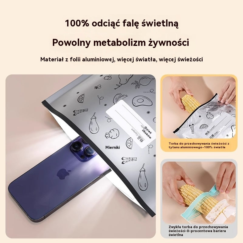 🥩【90 sztuk】Aluminiowa torba spożywcza z zamknięciem strunowym, zapewniająca świeżość i możliwość przechowywania w lodówce w gospodarstwie domowym