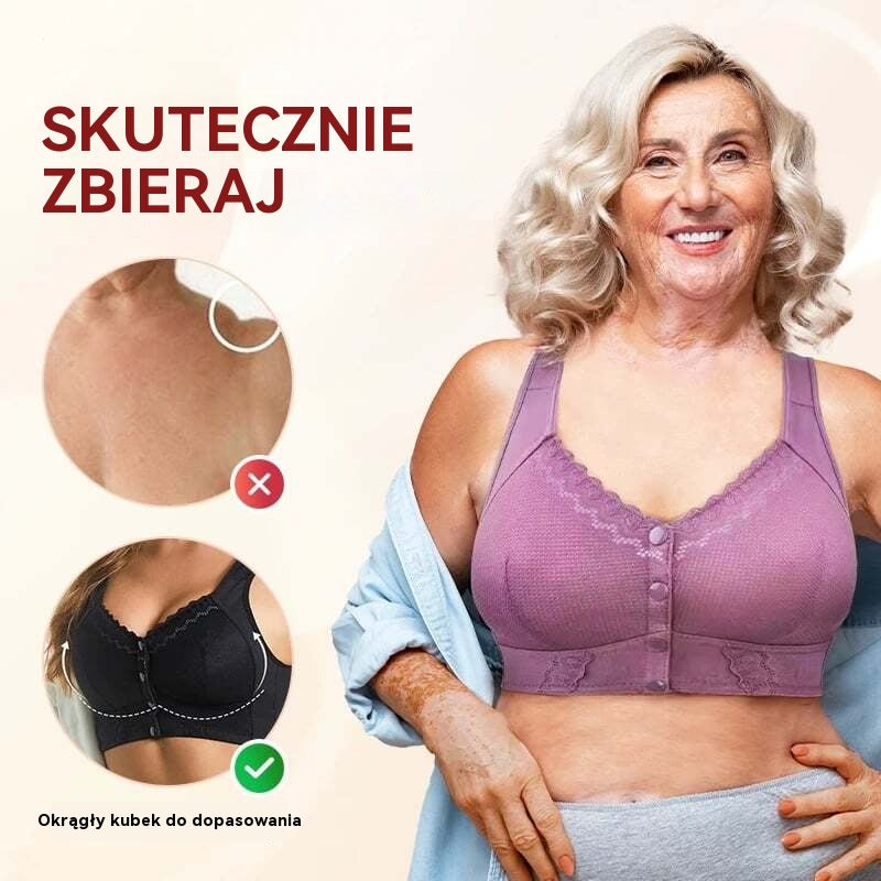 （3 szt）💕🎁【45kg-155kg】Oversized oddychający biustonosz z miękkiej bawełny, zapinany z przodu na guziki