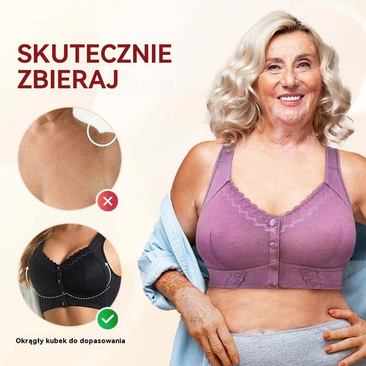 （3 szt）💕🎁【45kg-155kg】Oversized oddychający biustonosz z miękkiej bawełny, zapinany z przodu na guziki