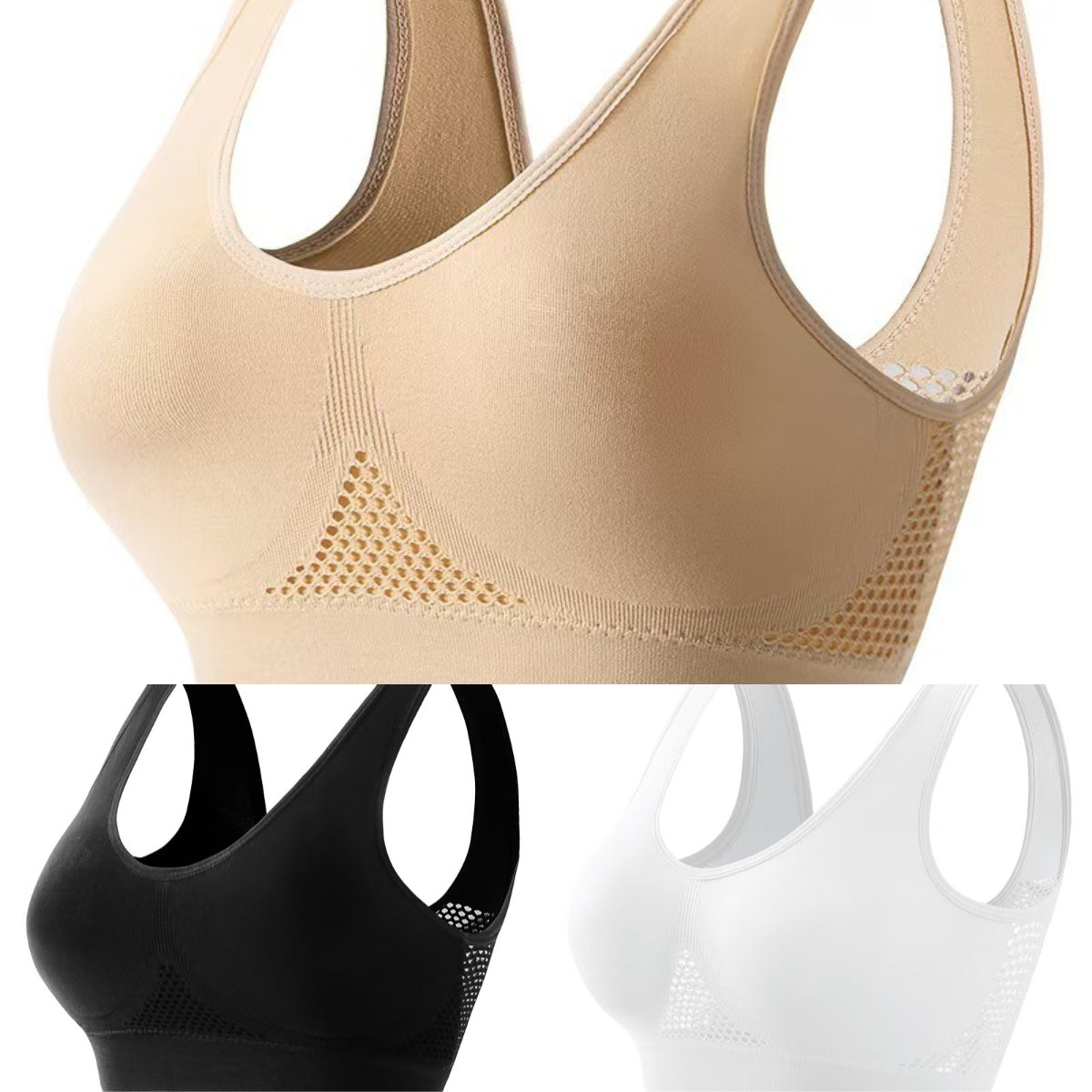 💕💕【Sada 3 kusů】Dámská vysoce elastická a prodyšná podprsenka, elegantní a vyzrálý styl ❤️【40–120 kg】
