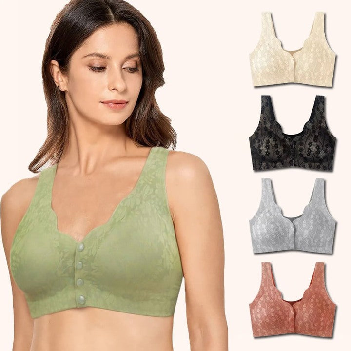 😍[Balenie po 3 ks] [40-100KG] Dámska čipkovaná podprsenka s bezdrôtovým otváraním vpredu [Posledný deň - zľava 49 %]