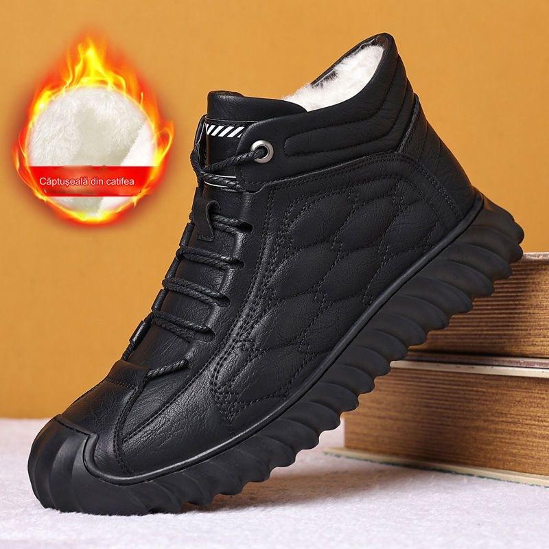 🥾【39-44】2025 nuevas botas de nieve forradas de cuero para hombres