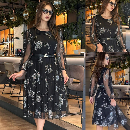【S-5XL】👗Nowa letnia elegancka tiulowa sukienka w kwiaty