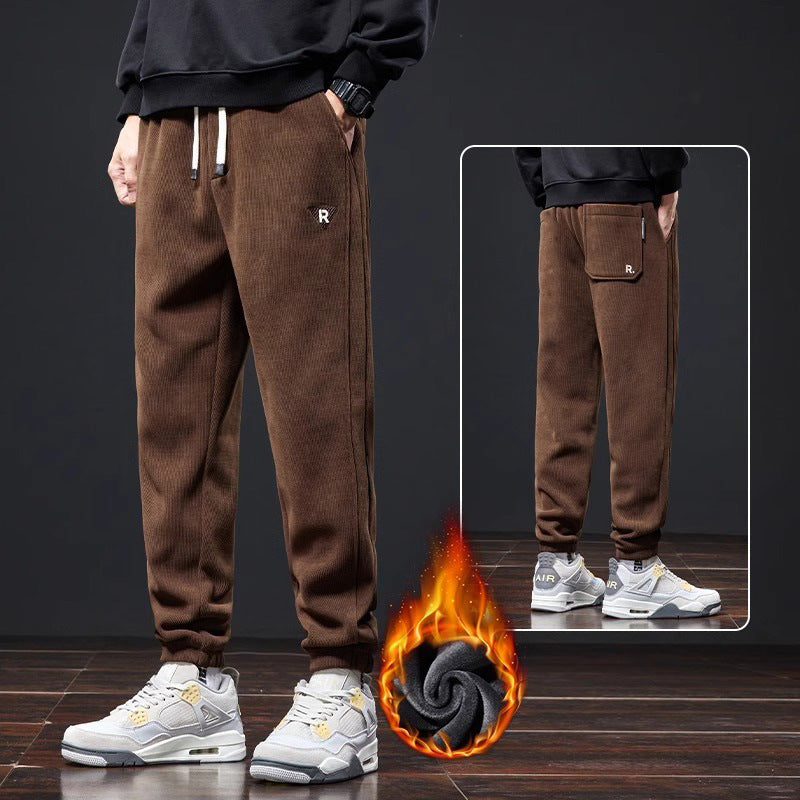 🔥【M-5XL】🖤Nowe zimowe spodnie męskie, plus aksamit i gruby sztruks, ciepłe i wygodne casual męskie