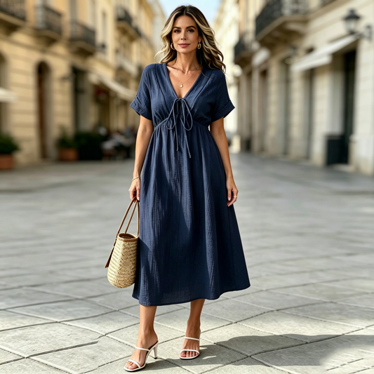 💕🌷【50% taniej✨】Nowa, elegancka letnia sukienka w stylu casual z dekoltem w serek