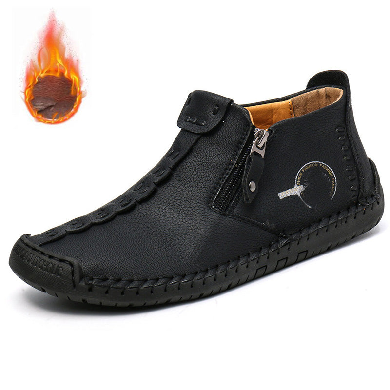 🥾【38-48】Botas Martens para hombre hechas totalmente a mano con cuero genuino, con forro de felpa y cremallera – cálidas, cómodas y elegantes, ideales para el invierno.